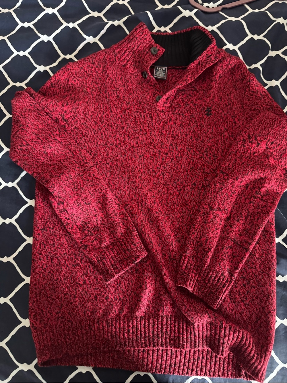 Izod Red Heathered Quarter-Snap Knit Sweater